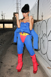 Bai Ling -  Superman costume on Halloween (10/2015)