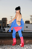 Bai Ling -  Superman costume on Halloween (10/2015)