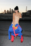 Bai Ling -  Superman costume on Halloween (10/2015)