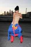Bai Ling -  Superman costume on Halloween (10/2015)