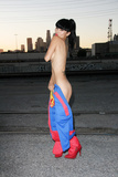 Bai Ling -  Superman costume on Halloween (10/2015)