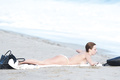 Francesca Eastwood topless in Malibu beach