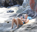 Lara Bingle topless sunbathung on beach (Sydney, 2011)