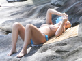 Lara Bingle topless sunbathung on beach (Sydney, 2011)