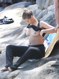 Lara Bingle topless sunbathung on beach (Sydney, 2011)