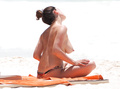Kelly Brook topless sunbathing in Cancun (6/2013)
