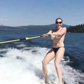 Chelsea Handler waterskiing topless
