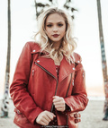 Jordyn Jones in red for Sam Cahill photoshoot, February 2019