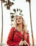 Jordyn Jones in red for Sam Cahill photoshoot, February 2019