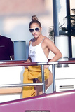 Jennifer Lopez in white swimsuit on a yacht in St. Tropez - September 03, 2019