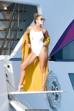 Jennifer Lopez in white swimsuit on a yacht in St. Tropez - September 03, 2019
