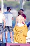 Jennifer Lopez in white swimsuit on a yacht in St. Tropez - September 03, 2019