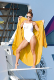 Jennifer Lopez in white swimsuit on a yacht in St. Tropez - September 03, 2019