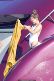 Jennifer Lopez in white swimsuit on a yacht in St. Tropez - September 03, 2019