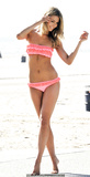 Jennifer Hawkins sexy in pink bikini on a beach in Santa Monica