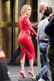 Jennifer Lopez in red dress filming Marry Me in NYC - October 02, 2019