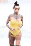 Jemma Lucy pokies in yellow swimsuit on the beach in Sydney - February 28, 2019
