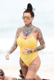 Jemma Lucy pokies in yellow swimsuit on the beach in Sydney - February 28, 2019