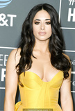 Jeanine Mason cleavage in long yellow dress