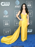 Jeanine Mason cleavage in long yellow dress