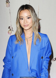Jamie Chung braless in low cut jacket at Jamie Chung x 42Gold Event in LA -