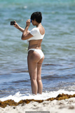 Jackie Cruz cleavage in white bikini on the beach in Miami Beach - April 28 2019