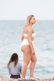 Iskra Lawrence in white bikini during a photoshoot at Miami Beach - March 25,