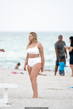Iskra Lawrence in white bikini during a photoshoot at Miami Beach - March 25,