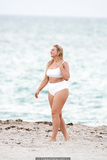 Iskra Lawrence in white bikini during a photoshoot at Miami Beach - March 25,