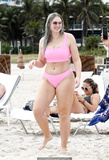 Iskra Lawrence in pink and blue bikinis at the beach in Miami - January 27, 2019