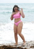 Iskra Lawrence in pink and blue bikinis at the beach in Miami - January 27, 2019