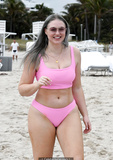Iskra Lawrence in pink and blue bikinis at the beach in Miami - January 27, 2019