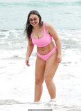 Iskra Lawrence in pink and blue bikinis at the beach in Miami - January 27, 2019