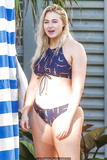 Iskra Lawrence in a bikini on the set of a photoshoot at Miami Beach - March