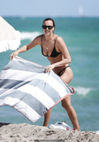 Irina Shayk nipple slip in black bikini at the beach in Miami - March 07, 2019