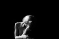 Daria Alexandrova fully nude black--white image