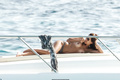 Danielle Bux topless on a yacht in Ibiza paparazzi photo