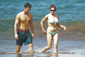 Danielle Fishel cleavage in a bikini at a beach in Hawaii, October 2013