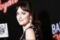 Dakota Johnson cleavage in polka dot short dress