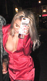 Chyna Ellis boob slip in a red dress at AAA Boxing Event paparazzi photos in