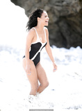 Christina Milian wearing gray bikini and swimsuits for a photoshoot in Malibu -