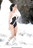 Christina Milian wearing gray bikini and swimsuits for a photoshoot in Malibu -
