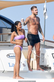Christina Milian pokies in pink bikini on a boat in French Riviera - June 29,