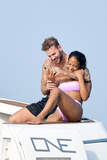Christina Milian pokies in pink bikini on a boat in French Riviera - June 29,