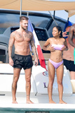 Christina Milian pokies in pink bikini on a boat in French Riviera - June 29,