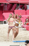 Chloe Green in white bikini beach tennis