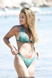 Catarina Sikiniotis deep sexy cleavage in green bikini