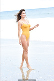 Brooke Burke in yellow swimsuit on the beach in Malibu - June 03, 2019