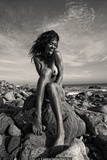 Brooke Burke topless on a beach black--white photoshoot by Brian Bowen Smith -