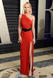 Brie Larson in red dress at 2019 Vanity Fair Oscar Party in Beverly Hills -